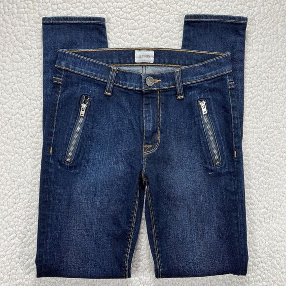 Hudson Moto Jeans Skinny Ankle Zip Pocket Dark Wash Denim Size 27 Y2K Streetwear - Picture 1 of 16